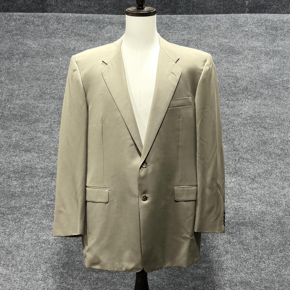 Vintage Hickey Freeman Blazer Mens 46 Long Taupe 100% Wool Boardroom Union USA